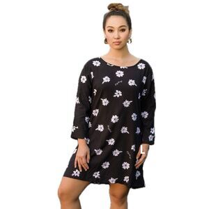 Living Hula Puanani Puakenikeni Quarter Sleeve Side Pocket Hawaiian Mini Dress L